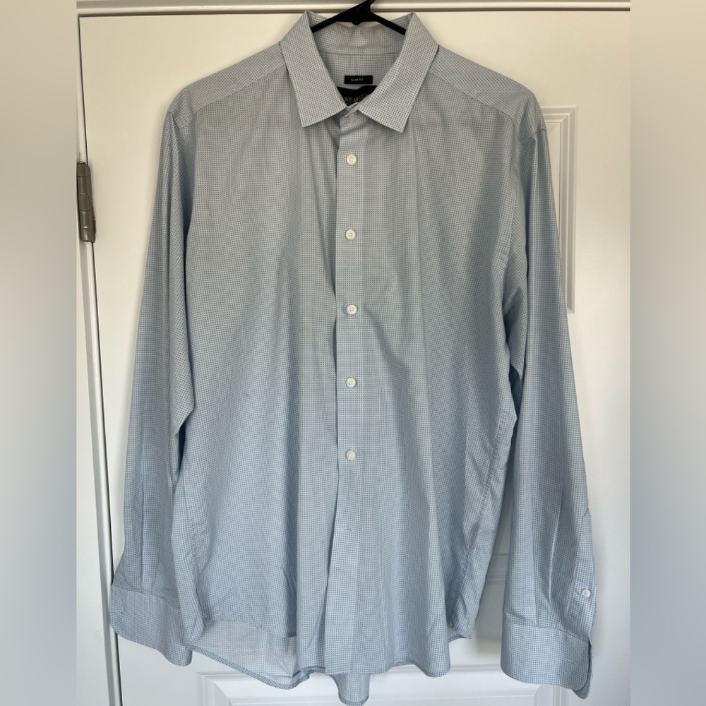 Kenneth Cole Light Blue Micro-Pattern Dress Shirt